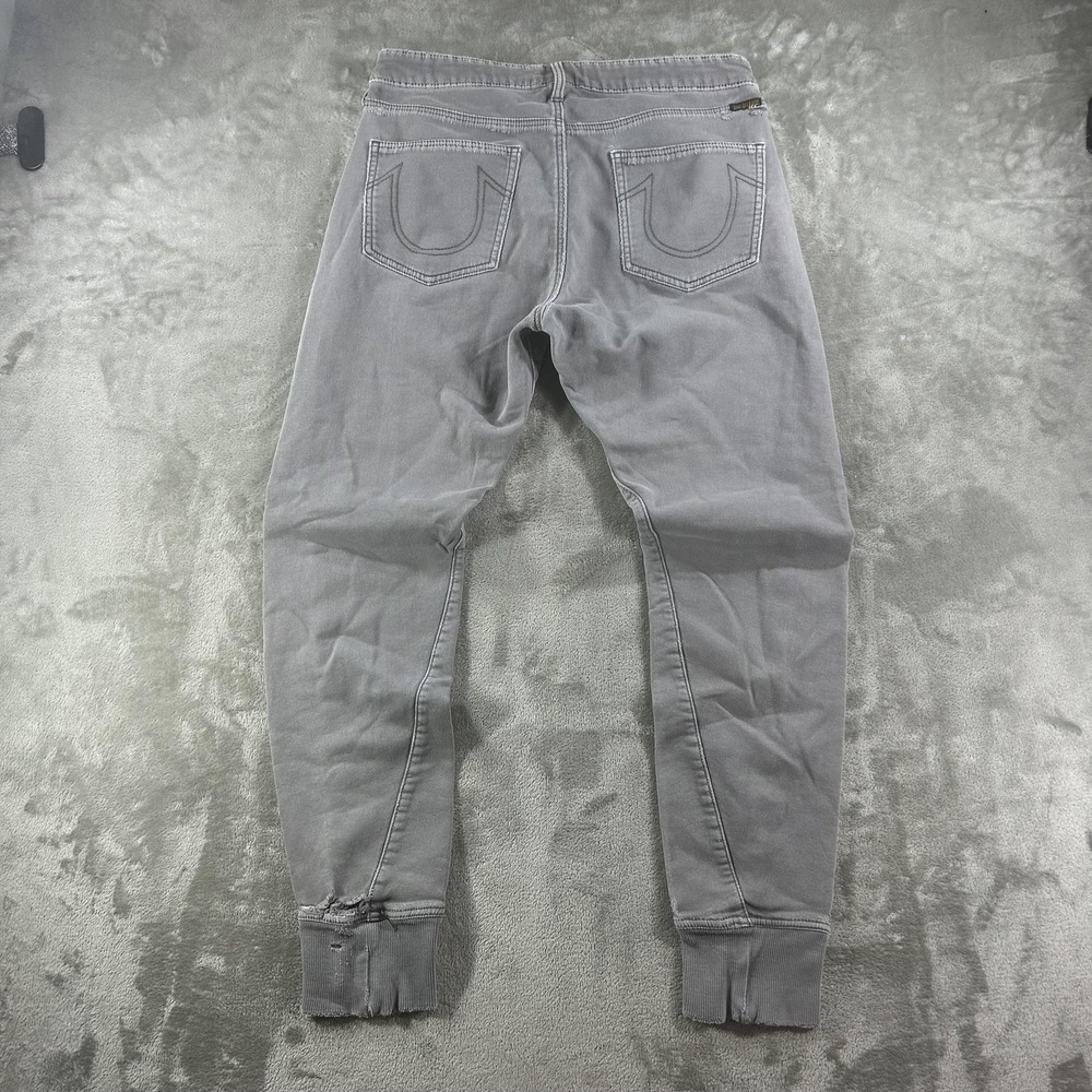 True Religion Runner Relaxed Jeans Mens 31x29 Gray Med Wash Tapered Cuffed